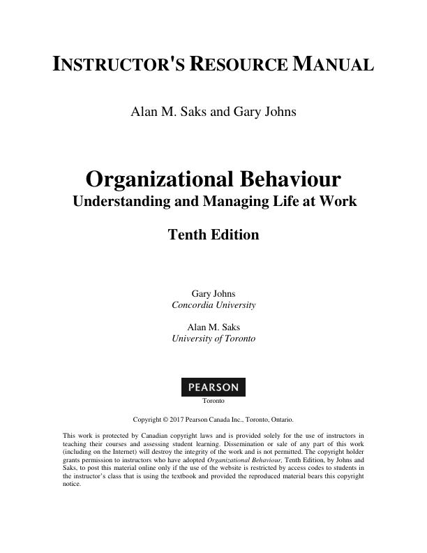 mobile-preview-Solution Manual For Organizational Behaviour 10th Edition by Gary Johns, Alan M. Saks | Chapter 1-15