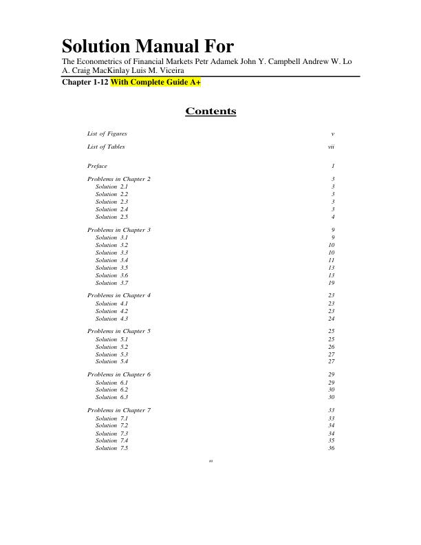 mobile-preview-Solution Manual For The Econometrics of Financial Markets Petr Adamek John Y. Campbell Andrew W. Lo A. Craig MacKinlay Luis M. Viceira Chapter 1-12 | Complete 100% A+ Guide