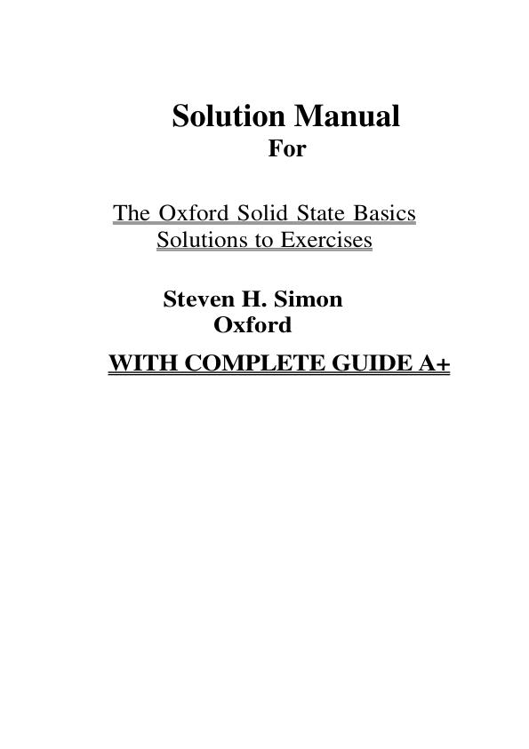 mobile-preview-Solution Manual For The Oxford Solid State Basics Solutions to Exercises Steven H. Simon Oxford Chapter 1-23 | Complete 100% A+ Guide