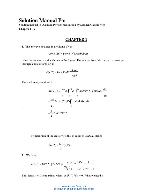 mobile-preview-Solution Manual to Quantum Physics 3rd Edition by Stephen Gasiorowicz Chapter 1-19