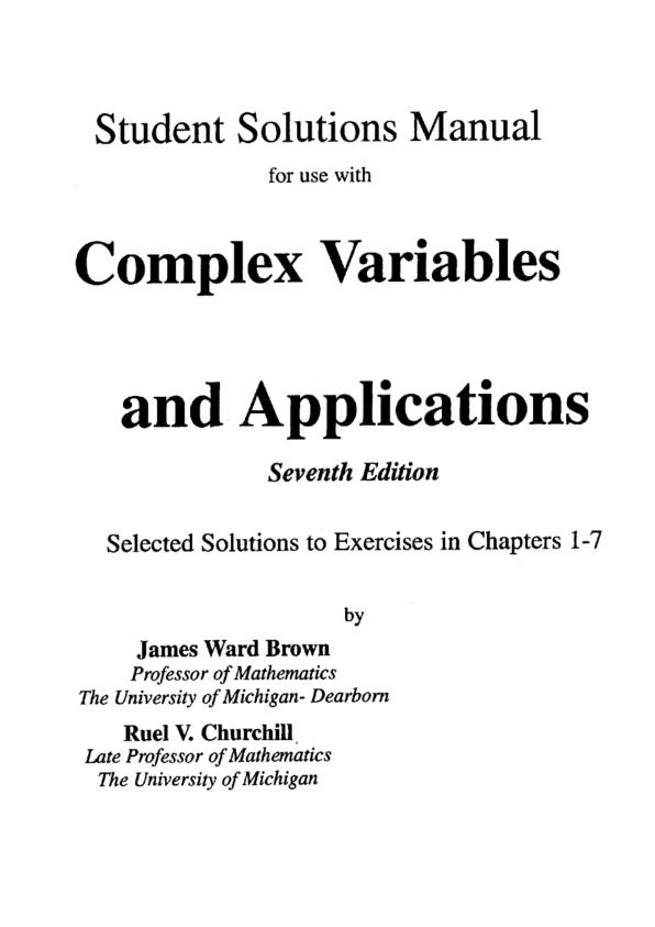 mobile-preview-Student Solution Manual For Complex Variable and Applications 7th Edition by James Ward Brown, Ruel V. Churchill Chapter 1-7