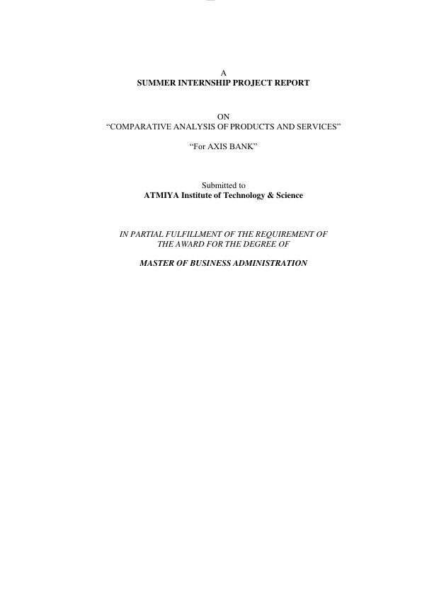mobile-preview-Summer Internship Project Report Axis Bank for MBA student