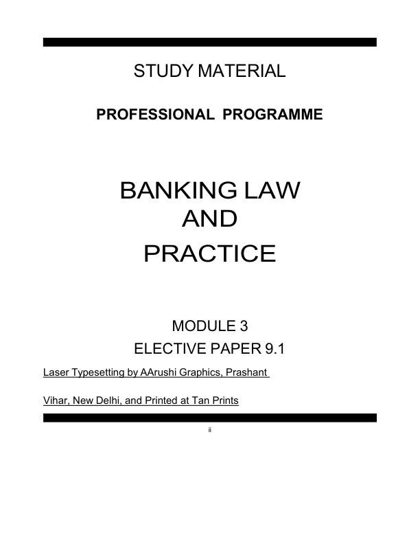 mobile-preview-STUDY MATERIAL PROFESSIONAL PROGRAMME BANKING LAW AND PRACTICE MODULE 3 ELECTIVE PAPER 9.1 With Complete Solution A+Guide 
