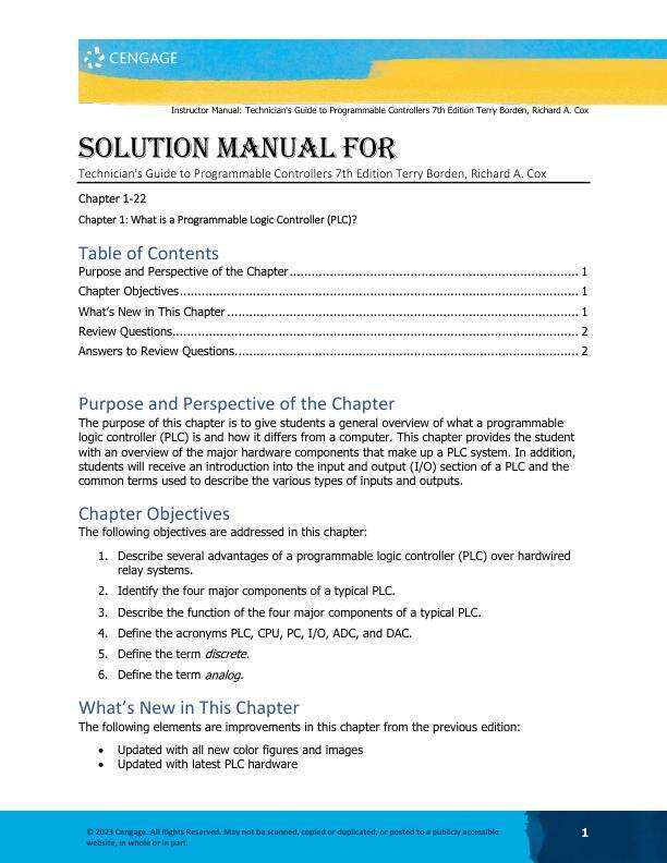 Solution Manual For Technician's Guide to Programmable Controllers 7th Edition by Terry Borden, Richard A. Cox Chapter 1-22