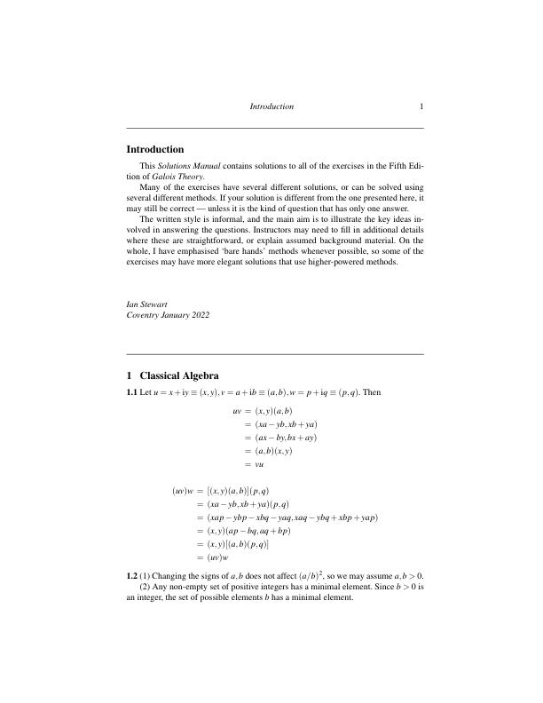 Solution Manual For Galois Theory, Fifth Edition By Ian Stewart
