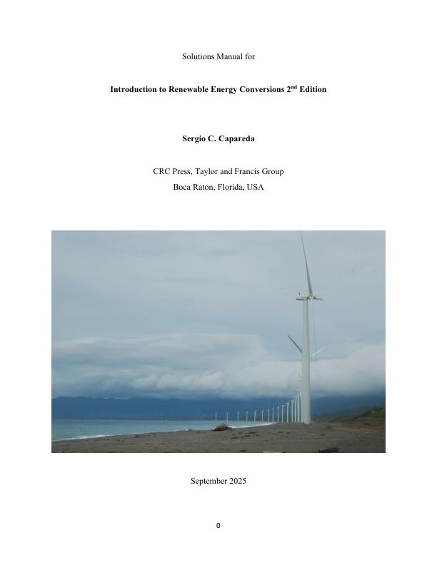 Solution Manual For Introduction to Renewable Energy Conversions 2nd Edition By Sergio Capareda