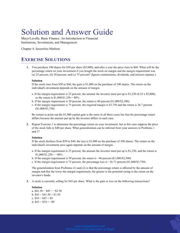 Solutions Manual for Basic Finance An Introduction to Financial Institutions Investments and Management 13th Edition by Herbert Mayo and Michael Lavelle Complete Answer Guide