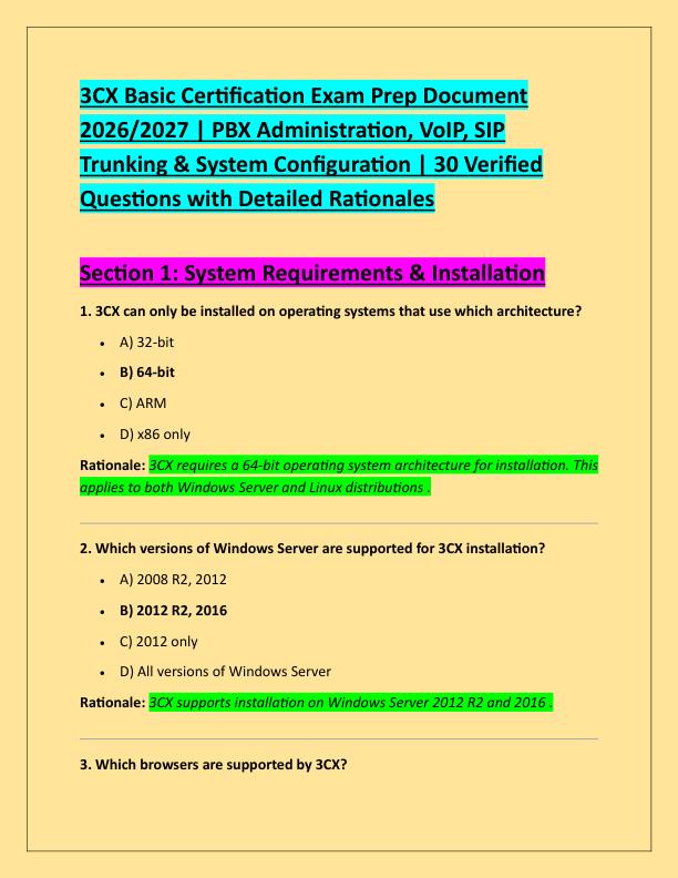 3CX Basic Certification Exam Prep Document 2026