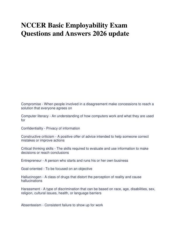 mobile-preview-NCCER Basic Employability Exam Questions and Answers 2026 update
