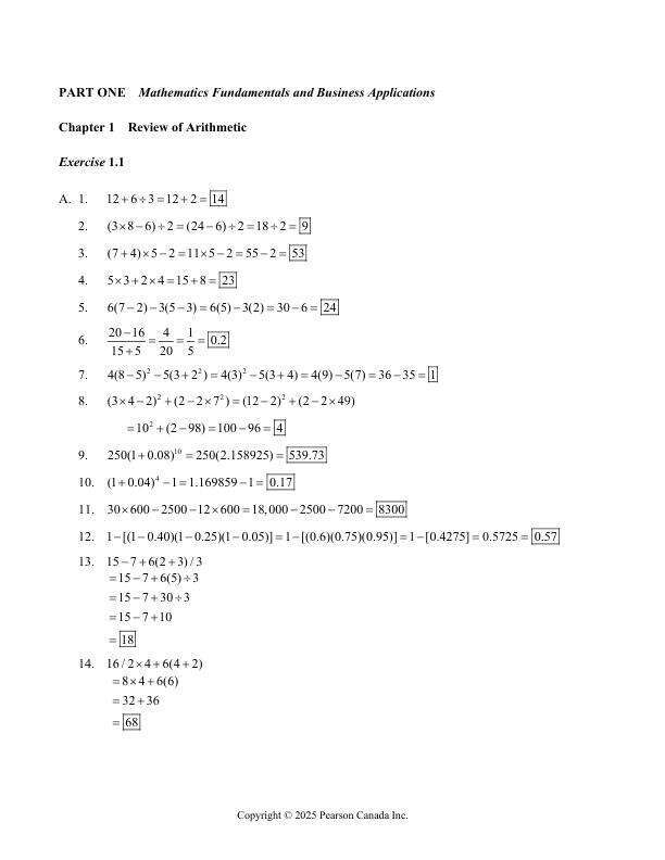 Solution Manual For Contemporary Business Mathematics with Canadian Applications, 13th Edition by Sieg A. Hummelbrunner Kelly Halliday Ali R. Hassanlou Chapter 1-16