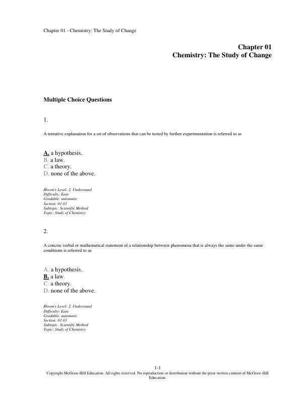 Test Bank For Chemistry, 15th Edition By Jason Overby Chapter 1-25
