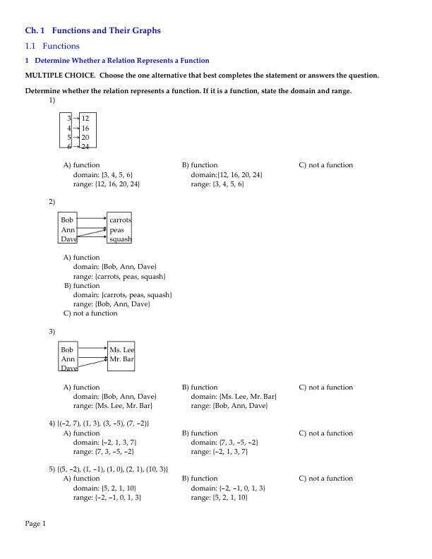 Test Bank For College Algebra Concepts Through Functions, 5th Edition by Chapter 1-8