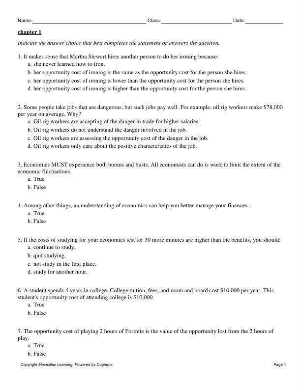 Test Bank For Principles of Economics 2nd Edition by Betsey Stevenson; Justin Wolfers Chapter 1-35