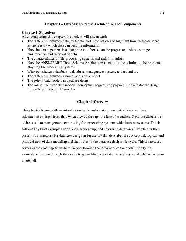 Solution Manual For Data Modeling and Database Design, 2nd Edition Chapter 1-13
