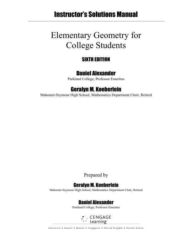 Solution Manual For Elementary Geometry for College Students, 6th Edition Chapter 1-11