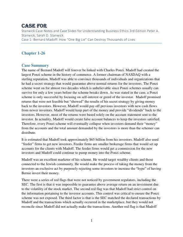 Stanwick Case Notes and Case Slides for Understanding Business Ethics 3rd Edition Peter A. Stanwick, Sarah D. Stanwick