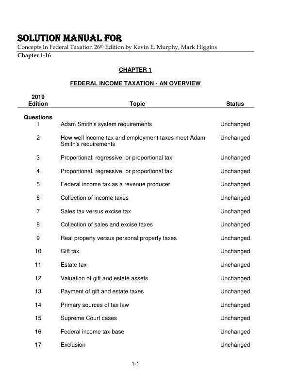 Solution Manual For Concepts in Federal Taxation 26th Edition by Kevin E. Murphy, Mark Higgins Chapter 1-16