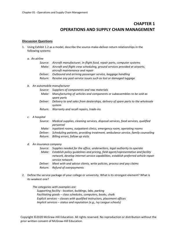 Solution Manual For Operations and Supply Chain Management The Core 5th Edition by F. Robert Jacobs 