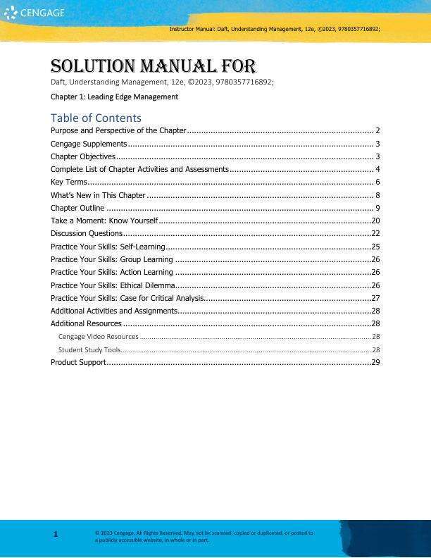 Solution Manual For Understanding Management 12th Edition by Richard L. Daft, Dorothy Marcic Chapter 1-15