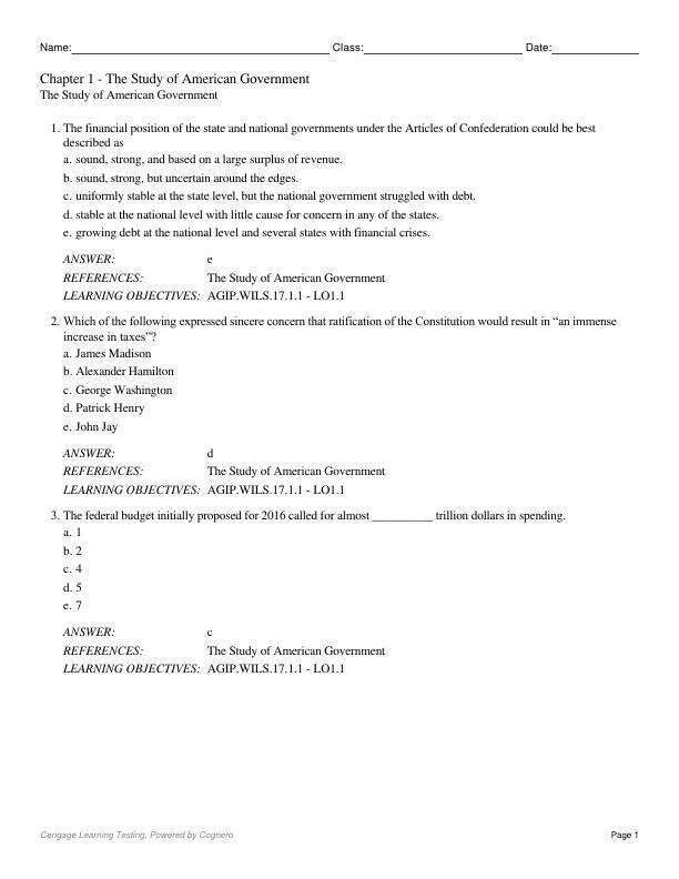 Test Bank For American Government Institutions and Policies, 15th Edition
