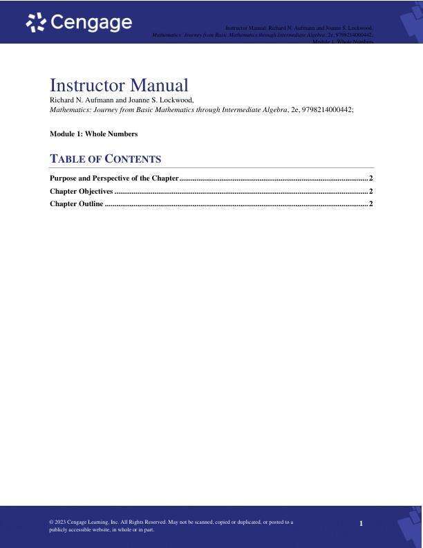 Solution Manual For Mathematics Journey from Basic Mathematics through Intermediate Algebra 2nd Edition 2025 by Richard N. Aufmann, Joanne S. Lockwood Chapter 1-22