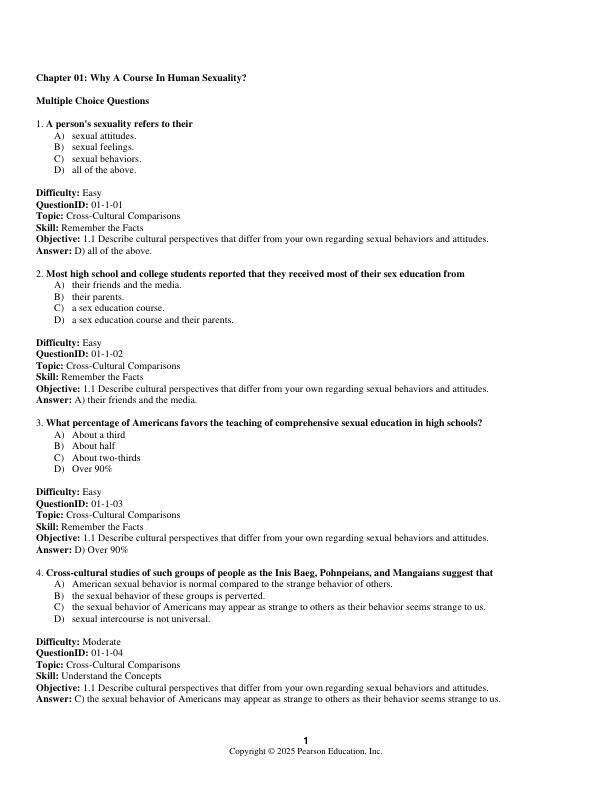 Test Bank For Human Sexuality Today, 2025 10th Edition by Pamela Regan Bruce M. King Chapter 1-16