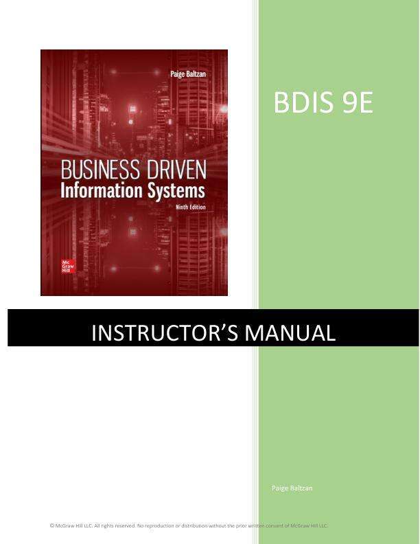Solution Manual For Business Driven Information Systems, 9th Edition By Paige Baltzan and Amy Phillips © 2025 Chapter 1-9 With Appendix (A B C D E F)
