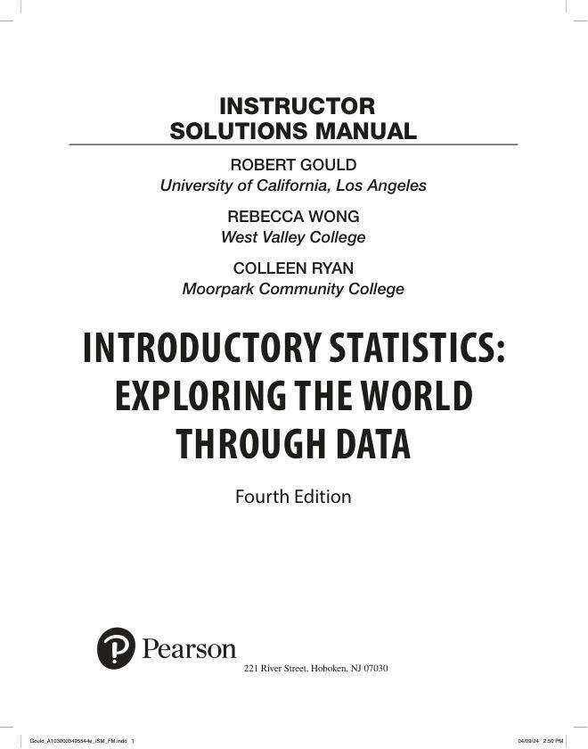 Solution Manual For Introductory Statistics Exploring the World Through Data, 2025 4th Edition by Robert N. Gould Rebecca Wong Colleen Ryan Chapter 1-14