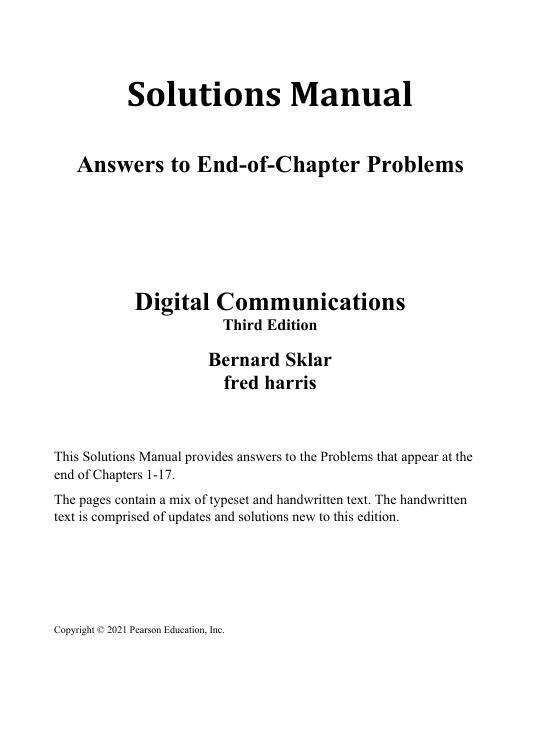 Solution Manual For Digital Communications Fundamentals and Applications, 3rd Edition by Bernard SklarFredric J. Harris