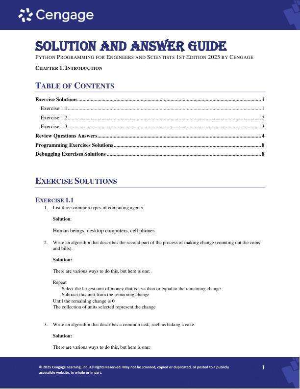 Solution Manual For Python Programming for Engineers and Scientists 1st Edition 2025 by Cengage Chapter 1-13