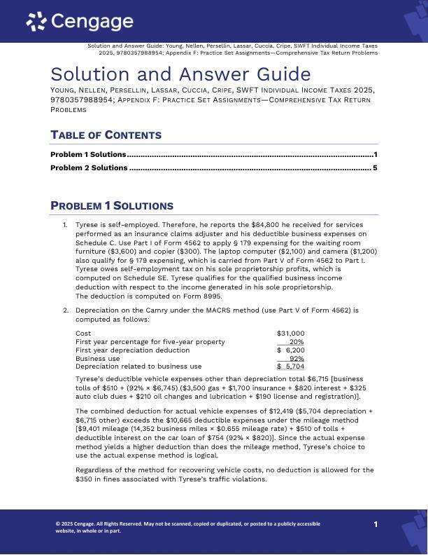 Solution Manual For South-Western Federal Taxation 2025 Individual Income Taxes 48th Edition 2025 by James C. Young, Annette Nellen, Mark Persellin, Sharon Lassar, Andrew D. Cuccia, Brad Cripe Chapter 1-20