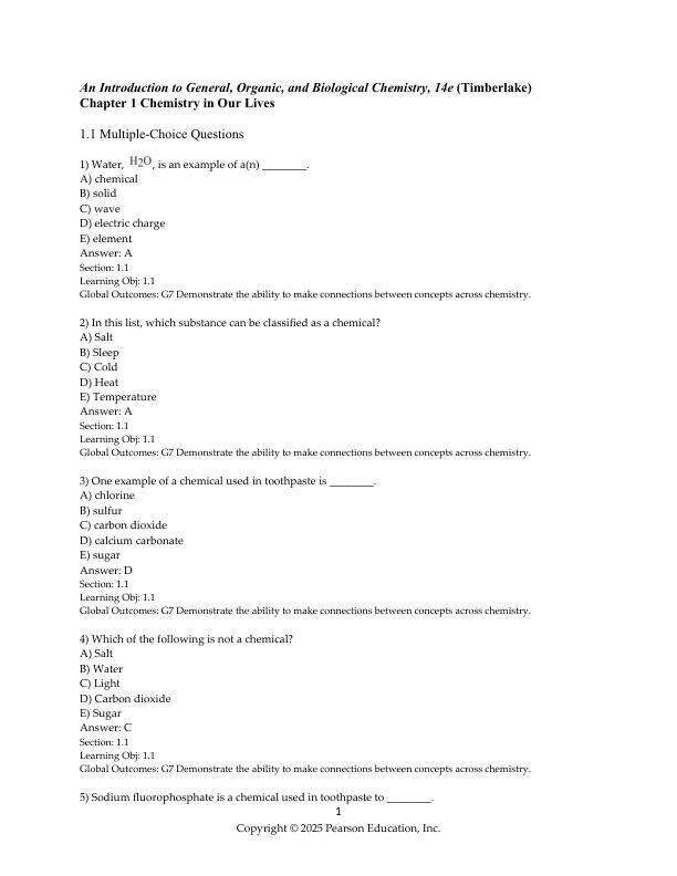 Test Bank For Chemistry An Introduction to General, Organic, and Biological Chemistry, 2025 14th Edition by Karen C. Timberlake Chapter 1-18