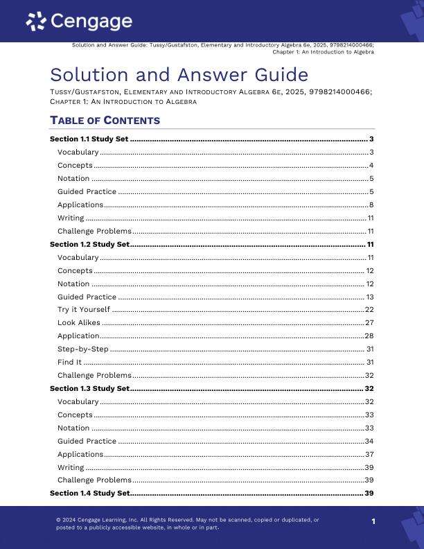 Solution Manua For Elementary and Intermediate Algebra 6th Edition 2025 by Alan S. Tussy, R. David Gustafson Chapter 1-14