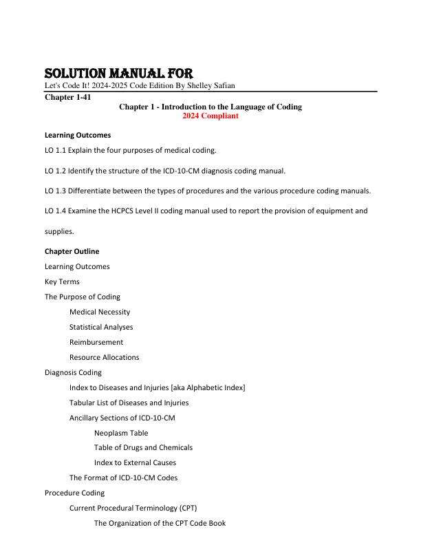 Solution Manual For Let's Code It! 2024-2025 Code Edition By Shelley Safian Chapter 1-41