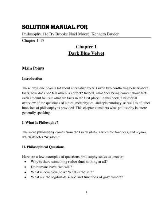Solution Manual For Philosophy 11th Edition By Brooke Noel Moore, Kenneth Bruder Chapter 1-17