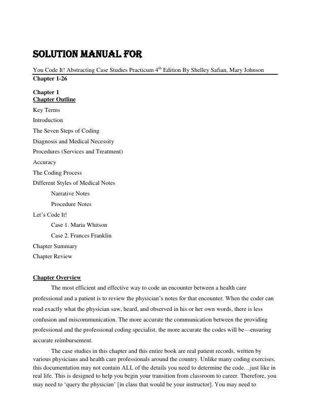 mobile-preview-Solution Manual For You Code It! Abstracting Case Studies Practicum 4th Edition By Shelley Safian, Mary Johnson Chapter 1-26