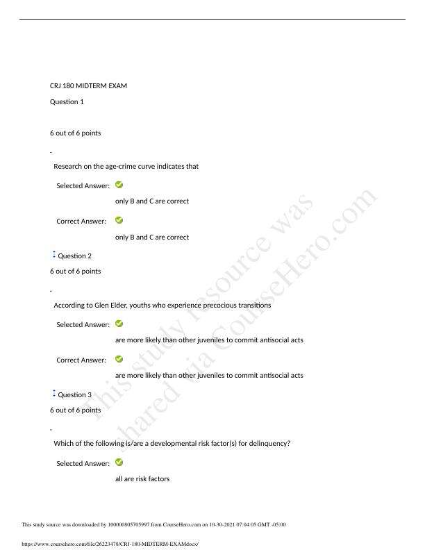 CRJ 180 MIDTERM EXAM