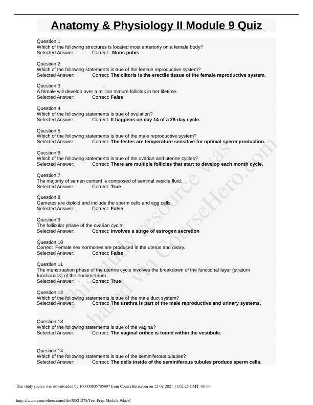 BSC 2347 Test Prep Module 9