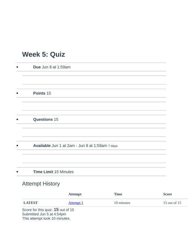 NR511 Week 5 QUIZ (15 Questions & Answers)