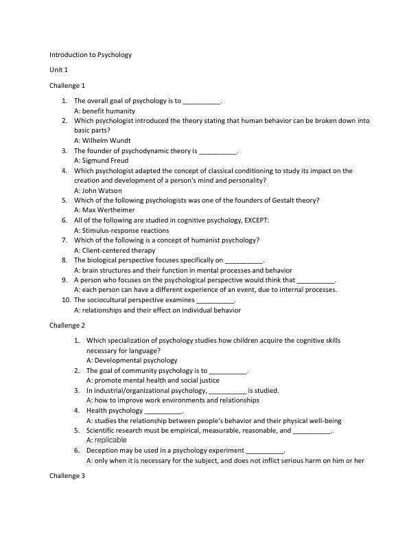 Introduction to Psychology
