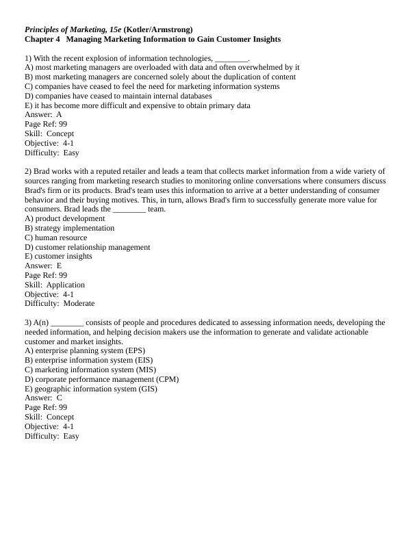 Principles of Marketing, 15 Edition (KotlerArmstrong) midterm help
