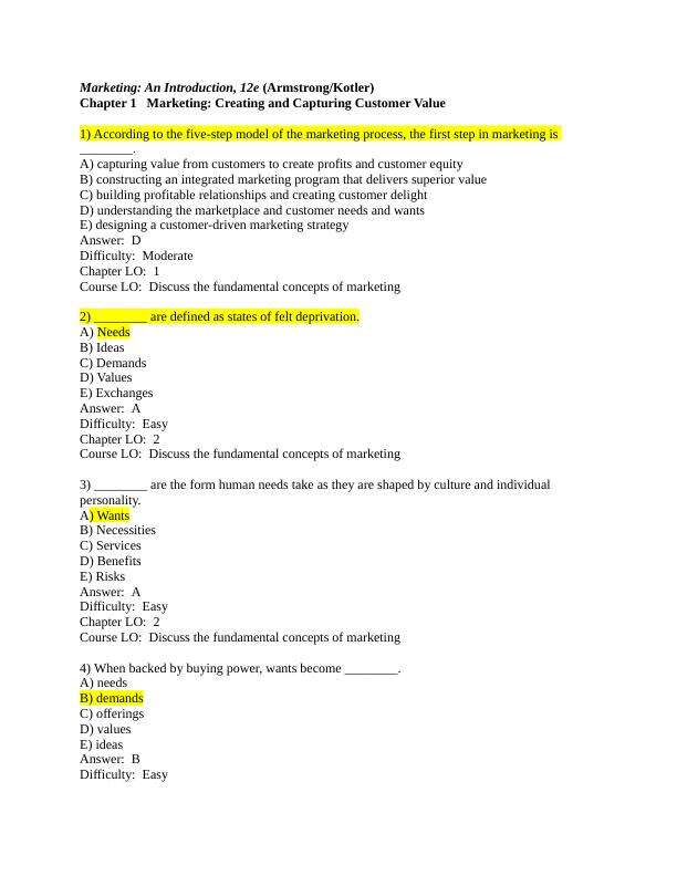Marketing An Introduction, 12e, Chapter 1 Marketing Creating and Capturing Customer Value