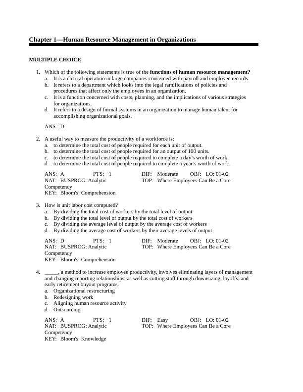 Test Bank 1-MGMT Human Resource Management Testbank