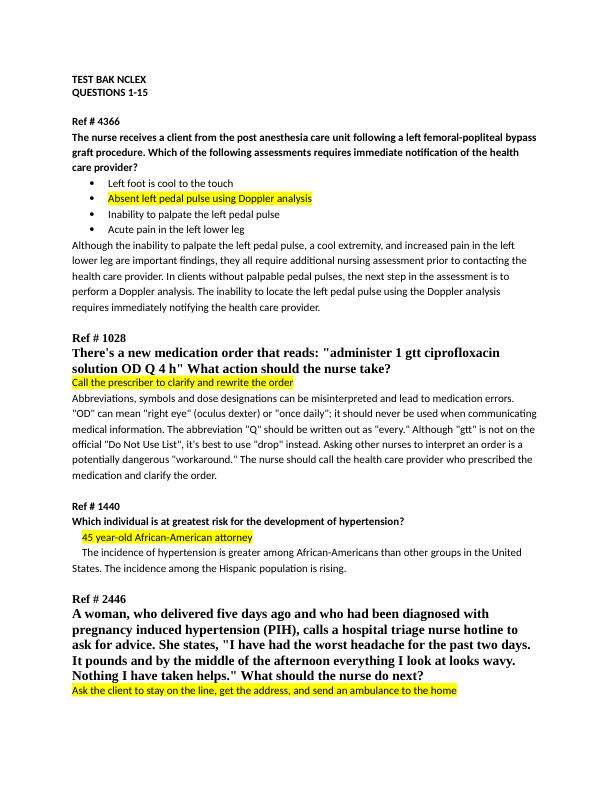 TEST BANK NCLEX