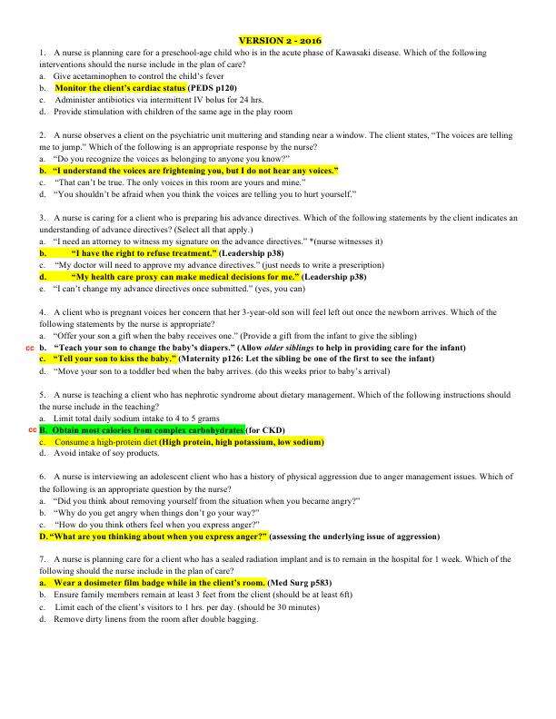 ATI RN Comprehensive Predictor 2019 Version 2