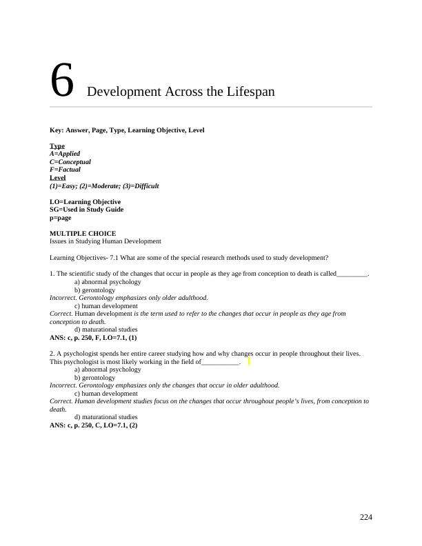 PSYCH Chapter 6 Development Across the Lifespan