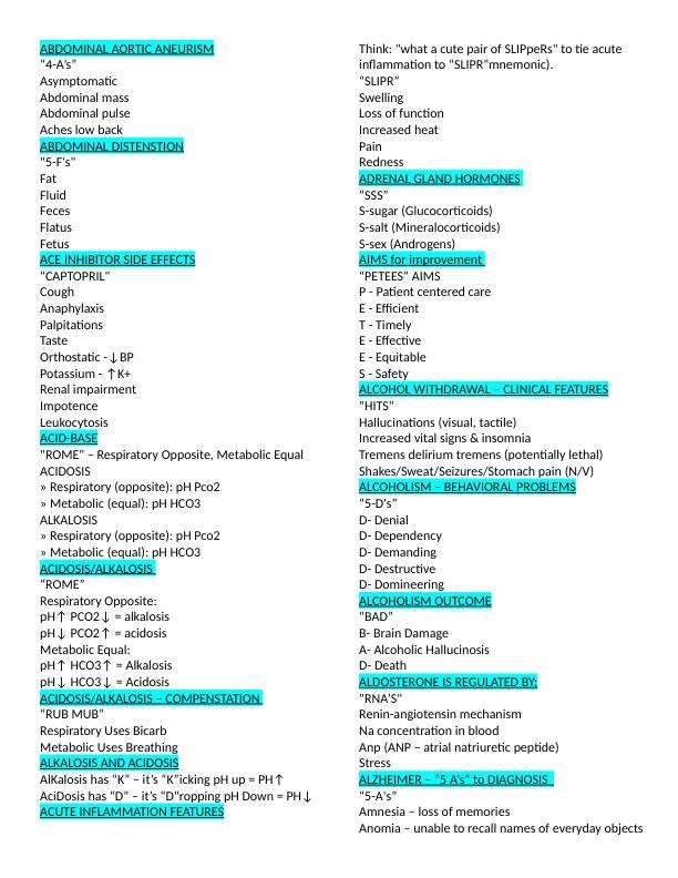 RN Mnemonics ABC