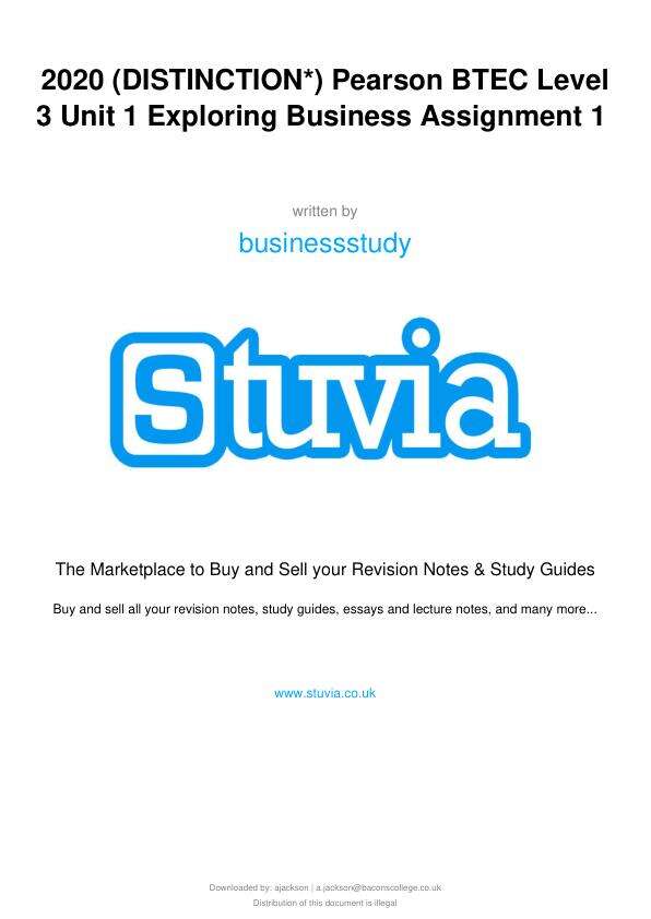 Unit 1 Exploring Business Assignment 1
