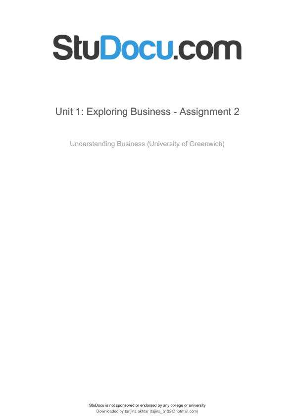 Unit 1 Exploring Business Assignment 2