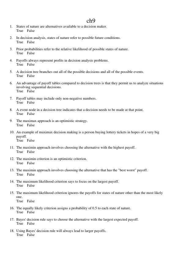 Introduction to Mangement Science Chapter 9